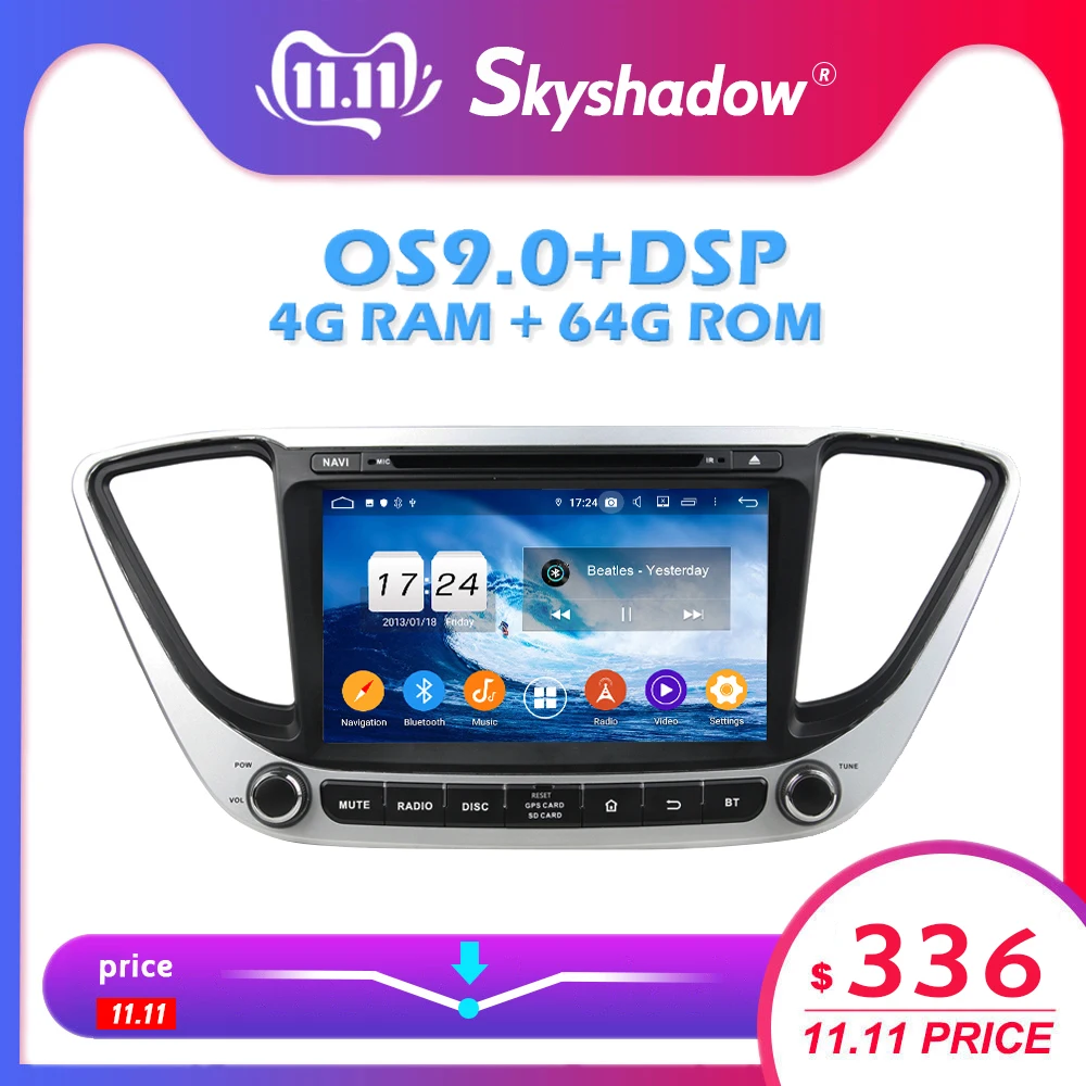 DSP ips Android 9,0 4 Гб+ 64 ГБ+ 8 ядерный автомобильный dvd-плеер gps карта радио wifi Bluetooth 4,2 для Hyundai Solaris Verna