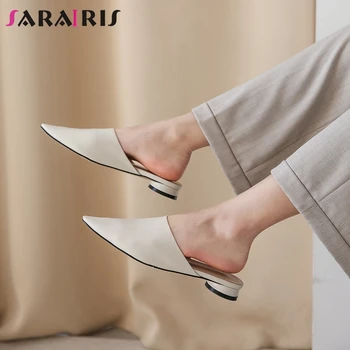 

SARAIRIS Pointed Toe Solid Casual Office Pumps Women Brand Fashion Mules Ladies Summer Shoes