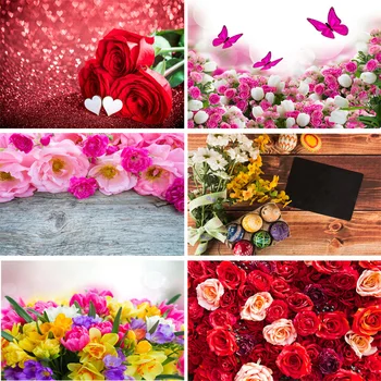 

SHENGYONGBAO Vinyl Custom Photography Backdrops Flower and Wooden Planks Theme Photography Background 200309HK-0024