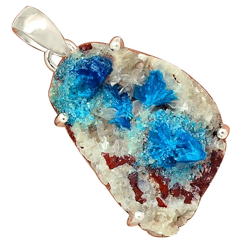 

Genuine CAVANSITE CRYSTAL Pendant 925 Sterling Silver, 40.3 mm, AP6374