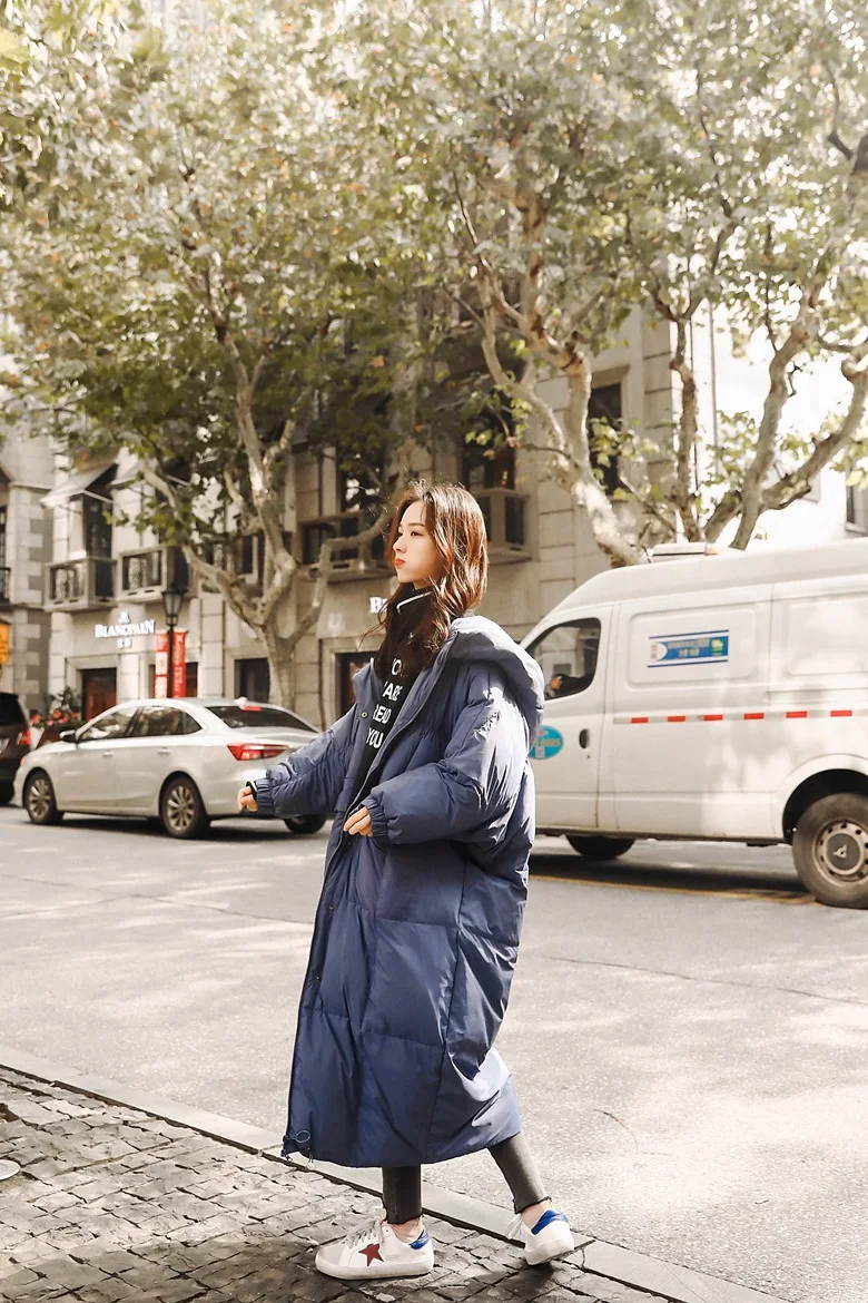 Модное Длинное пуховое пальто для фотосессии, хлопковое пальто для женщин, зима, стиль, Ретро стиль, лень-стиль, большой карман, с хлопковой подкладкой