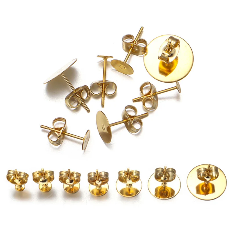20 100pcs Stainless Steel Blank Post Earring Studs Base Pins With