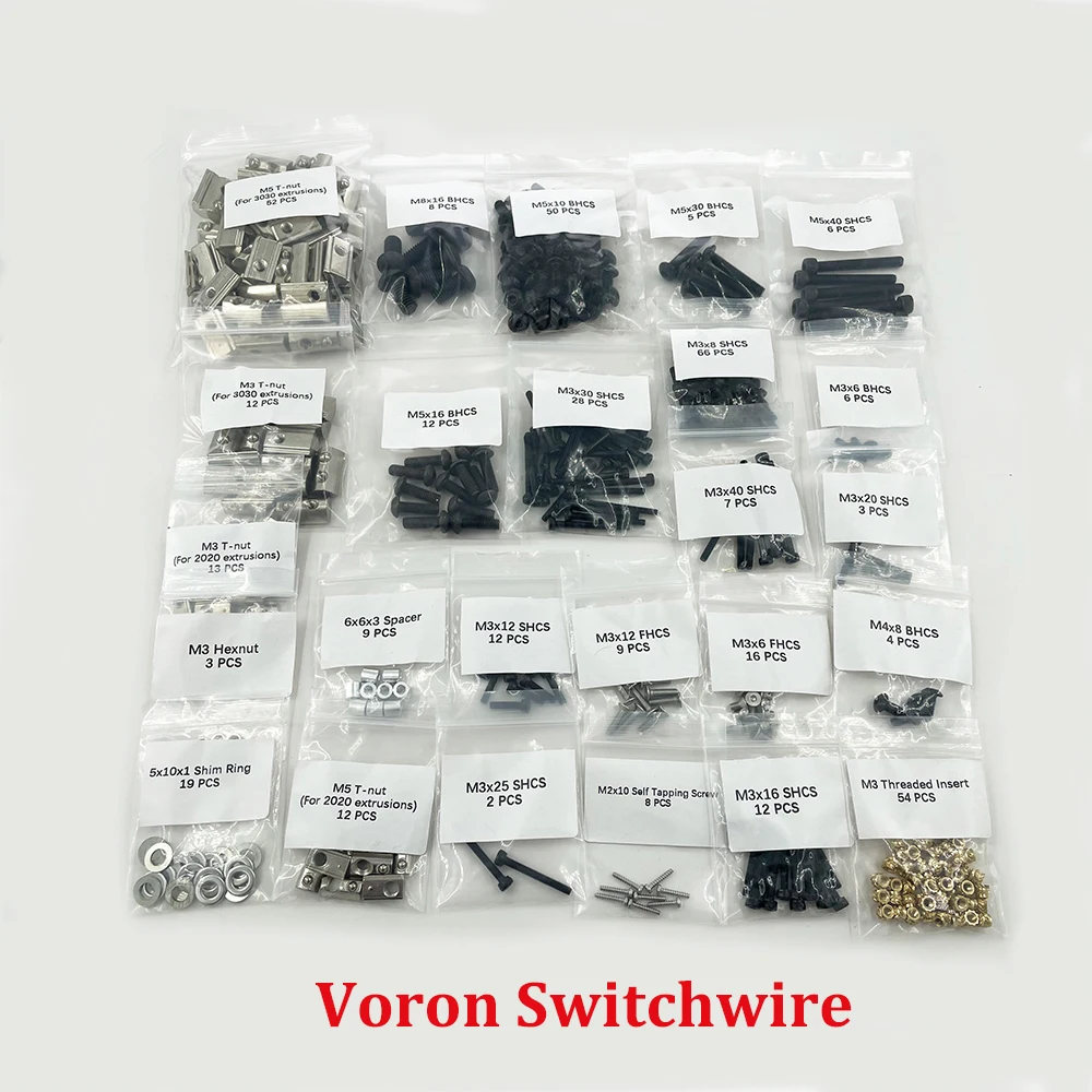 

Switchwire 3D Printer DIY Project Fasteners Screws Nuts Full Kit 3D Printer Upgrade Screws and Nuts Kit for VORON