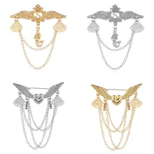 Крест-Европа и Америка ретро колледж стиль брошь в морском стиле Корона сердце крыло брошь с кисточками аксессуары для мужчин и женщин