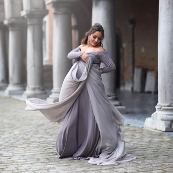 

Baby Shower Dress All-purpose Dress Grey Cloak Maternity Long Chiffon Dress Pregnancy Dress Photography Pregnancy Clothes