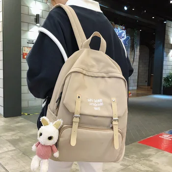 

Women Student Cute Backpack Waterproof Nylon School Bag Girl Kawaii Fashion Backpack Buckle Laptop Female Book Bag Ladies Luxury