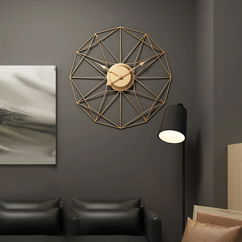 Online 50cm Große Stille Eisen Kunst Wand Montiert Uhr Moderne Design Uhren Für Wohnkultur Büro Europäischen Stil Hängen wand Uhr Uhr