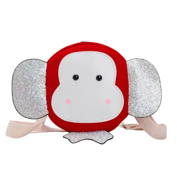 

Cute toddler kid baby girl shoulder bag cartoon monkey sequins PU leather Messenger bag portable mini square bag