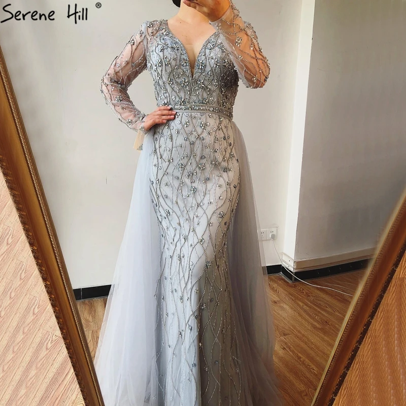 2025 Long Sleeves Diamond Mermaid Beading Formal Dress Dubai