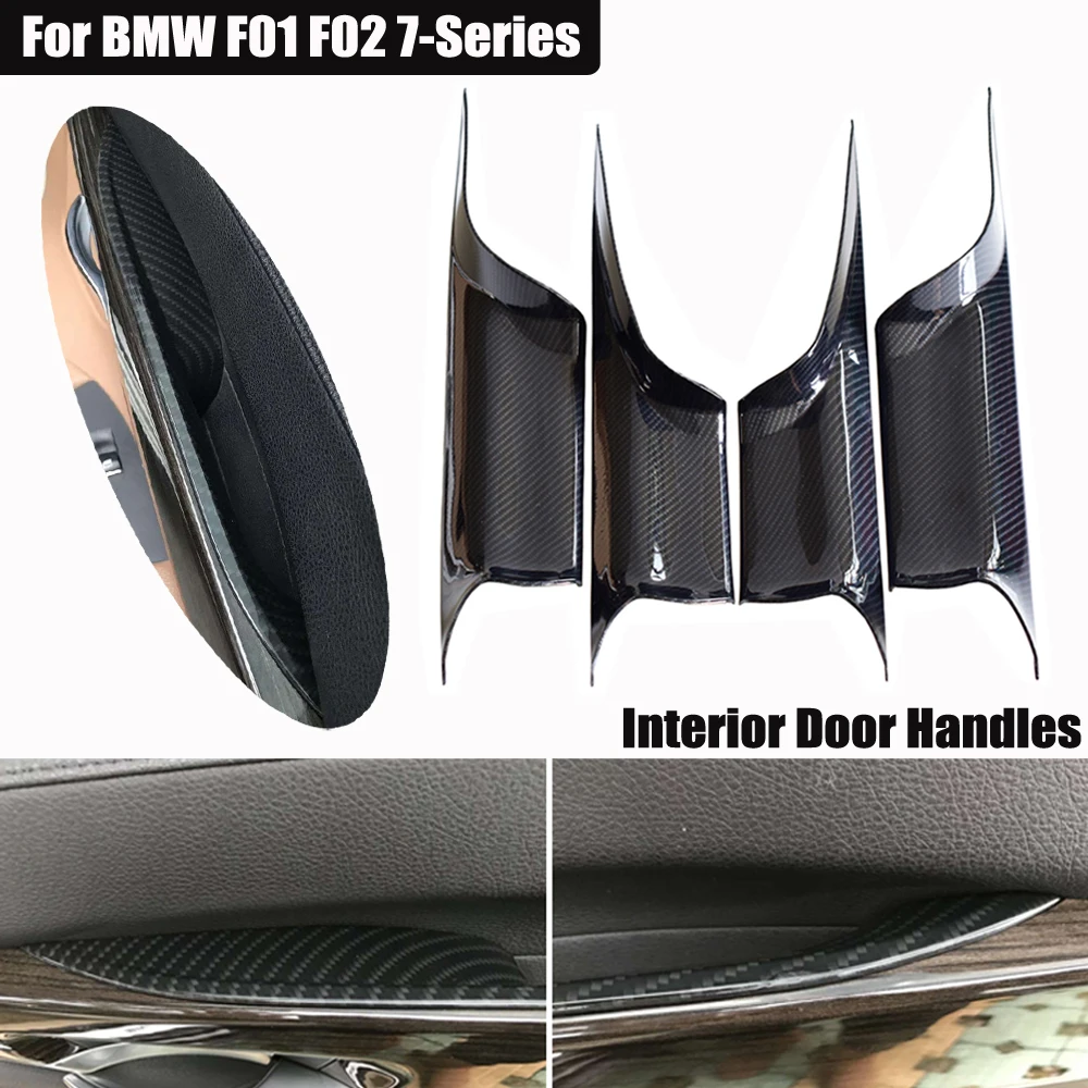 Carbon fiber Car ABS Interior Door Handle For BMW f01 f02 7 Series 730 740 750 Sedan Panel Pull Trim Frame Cover Car Accessories