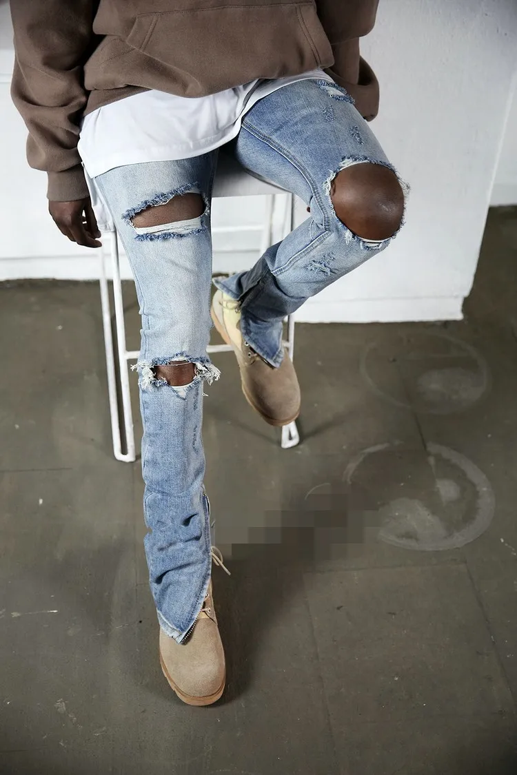 Jeans Ritsleting Kaki Ramping Berlarut 