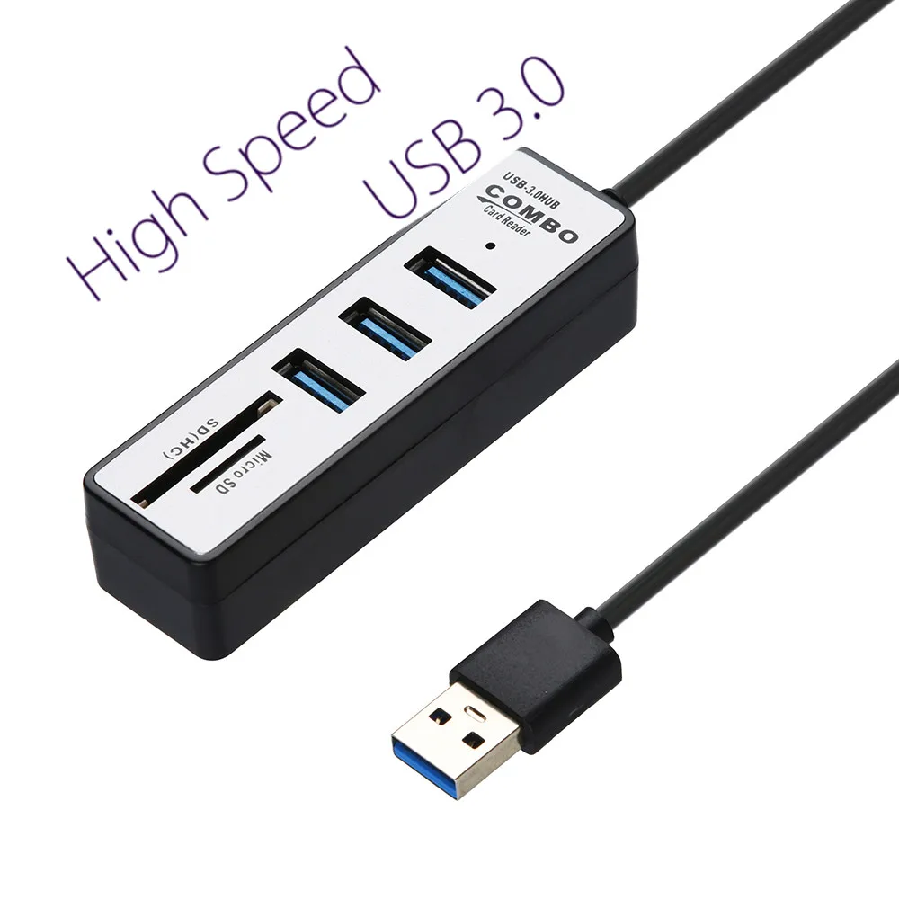 OMESHIN высокая скорость 2 в 1 OTG USB 3,0 концентратор сплиттер комбо 3 порта и SD/TF кард-ридер несколько USB C концентратор для компьютера ноутбука - Цвет: Черный
