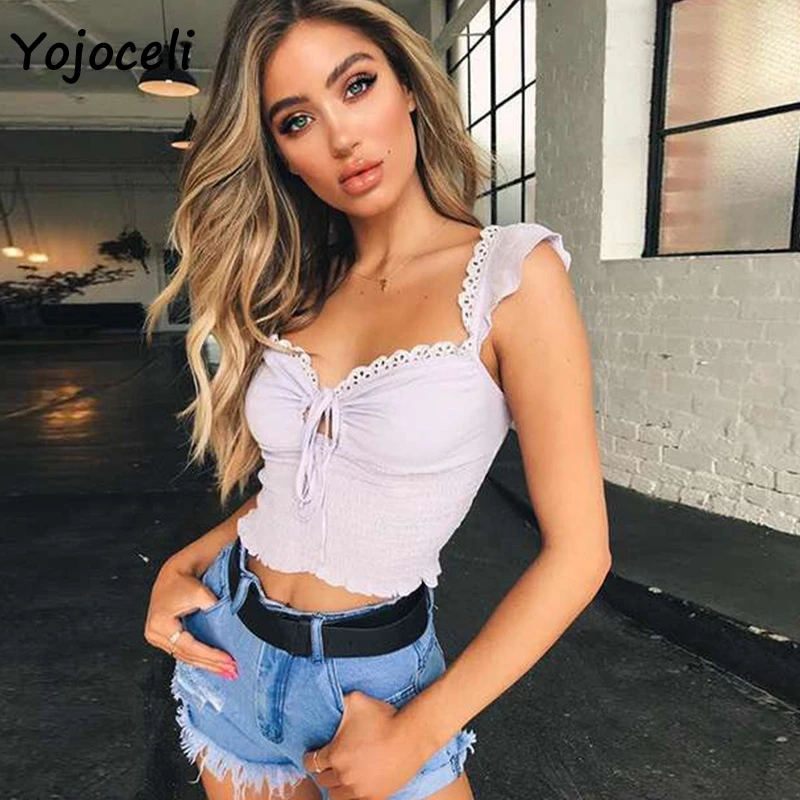 Yojoceli, женская рубашка с цветочным принтом, Топики, женские топы с оборками, квадратная горловина, бант, обрезанная рубашка, Женская топика, весна-лето