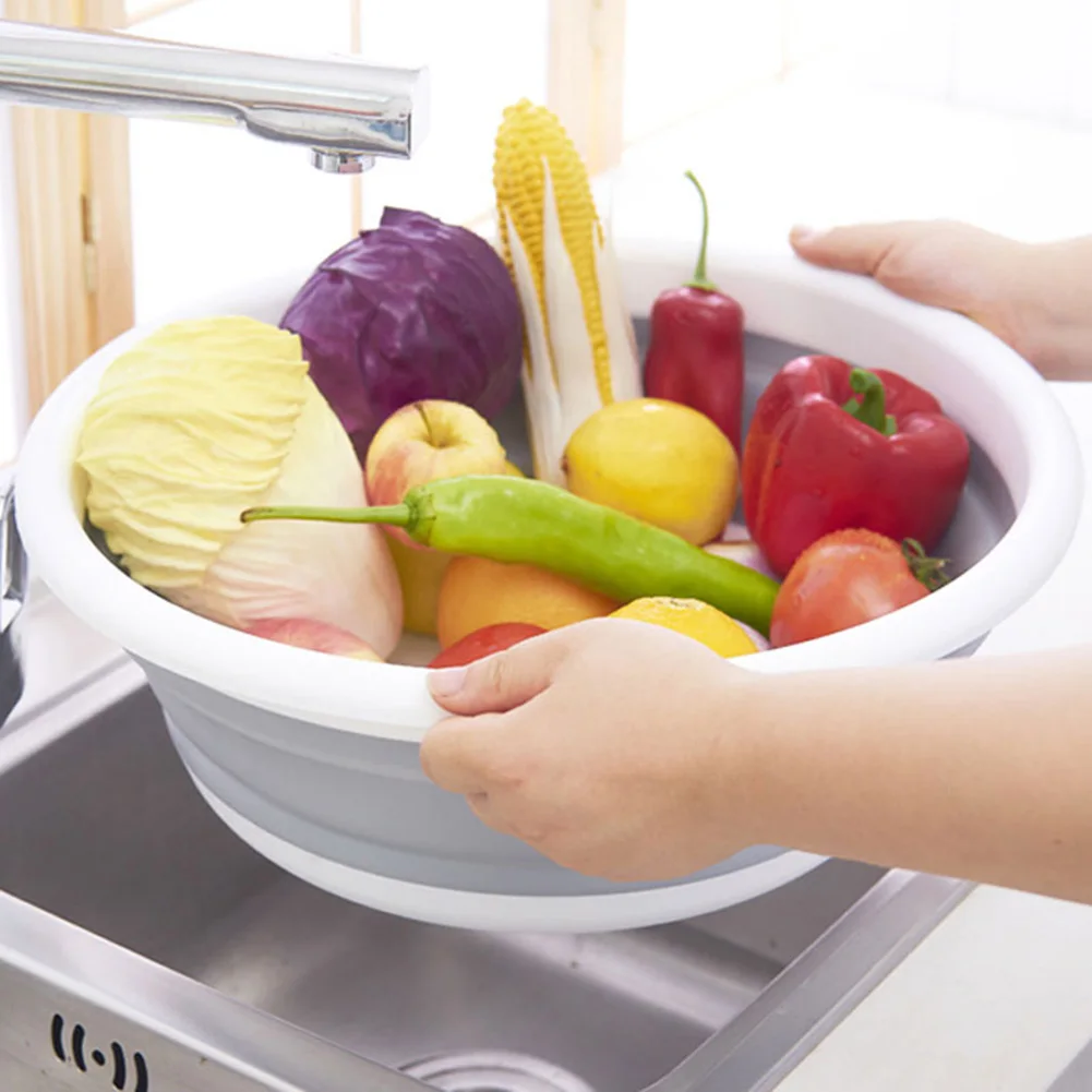

Multi-functional Portable Folding Wash Basin Portable Fruit Basin Collapsible Silicone Washtub Bathroom Accessories Cleaning Sup