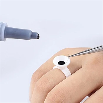 

100Pcs/Pack Grafting Eyelash Glue Dedicated Finger Tray Crystal Ring Eyelash Extension False Eyelash Holder Professional Tool