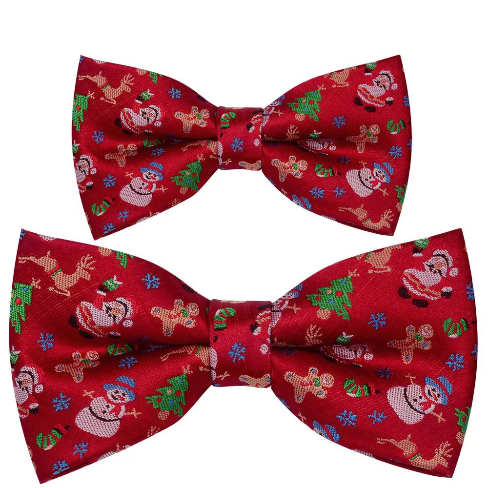 Ricnais, брендовый Рождественский комплект с галстуком-бабочкой для родителей и детей, шелковый галстук-бабочка с изображением Санта-Клауса и дерева для мужчин и мальчиков, вечерние праздничные рождественские подарки