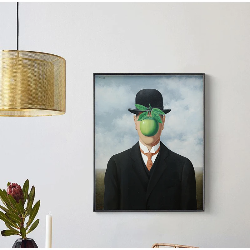 

Surrealism Magritte The Son of Man Artwork Reproduction Posters and Prints Canvas Art Painting Wall Picture for Home Decoration