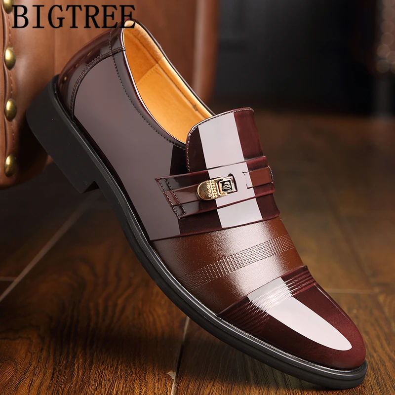 Dress Shoes Men Formal Brown Dress Wedding Shoes Men Classic Loafers