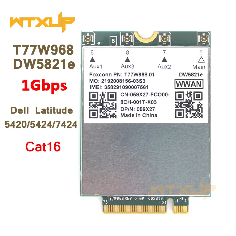 T77W968 DW5821e Snapdragon X20 LTE Cat16 1 Гбит/с FDD TDD 4G карта для ноутбука Dell 5420 5424 7424|3G модемы| |