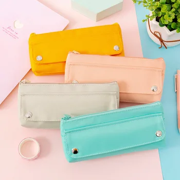 

New Style Ultra-Stretch Oxford Cloth Solid Color Pencil Case Creative StudentFriendly Simple Ladder Pencil Case