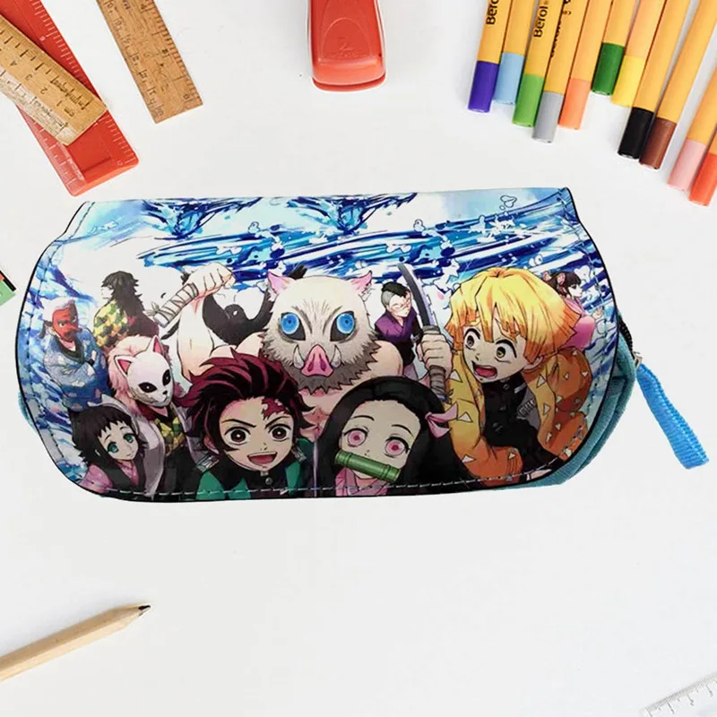 Demon Slayer: Kimetsu No Yaiba Tanjiro Kamado аниме мультфильм периферийный чехол карандаш большая емкость сумка на молнии школьные канцелярские принадлежности