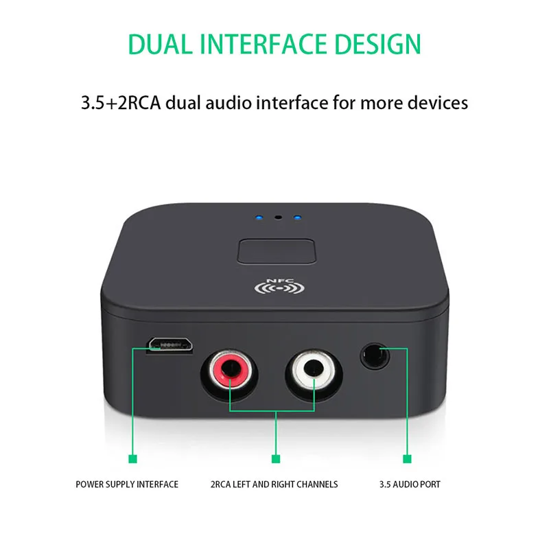Bluetooth 5,0 приемник NFC 3,5 мм AUX 2RCA стерео Bluetooth автомобильный беспроводной адаптер музыкальный аудио приемник адаптер для автомобиля