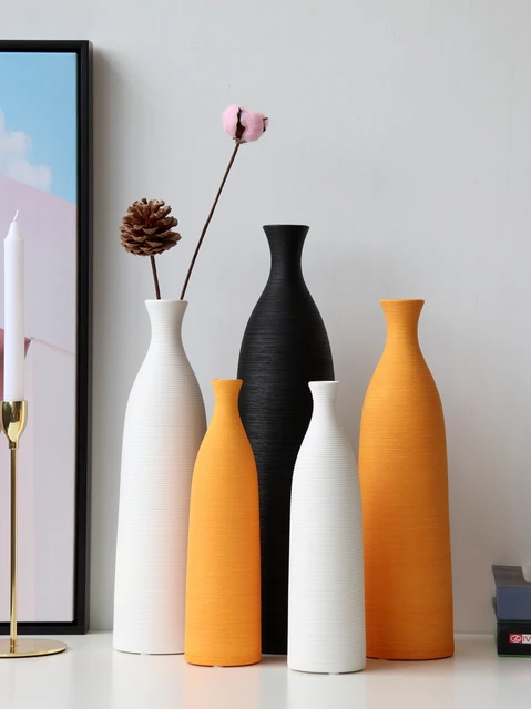 Simple Modern Black White Ceramic Vase Accessories Crafts Home