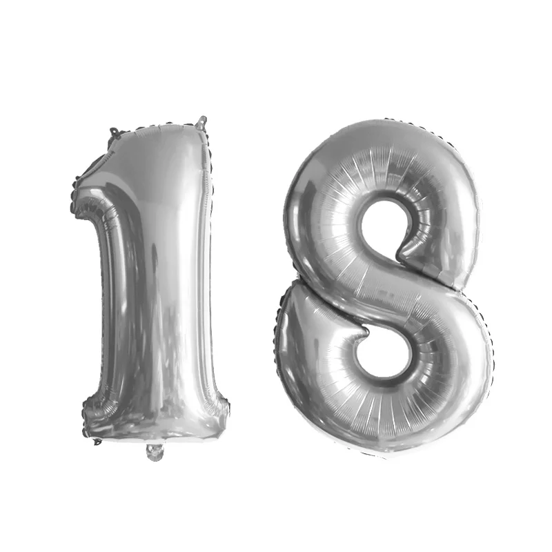 32inch Silver 18 AnQing розовое золото вечерние шары 18 21 30 день рождения шары 18 21 30 40 50 день рождения украшения Кубок шампанского шары - Цвет: 32inch Silver 18
