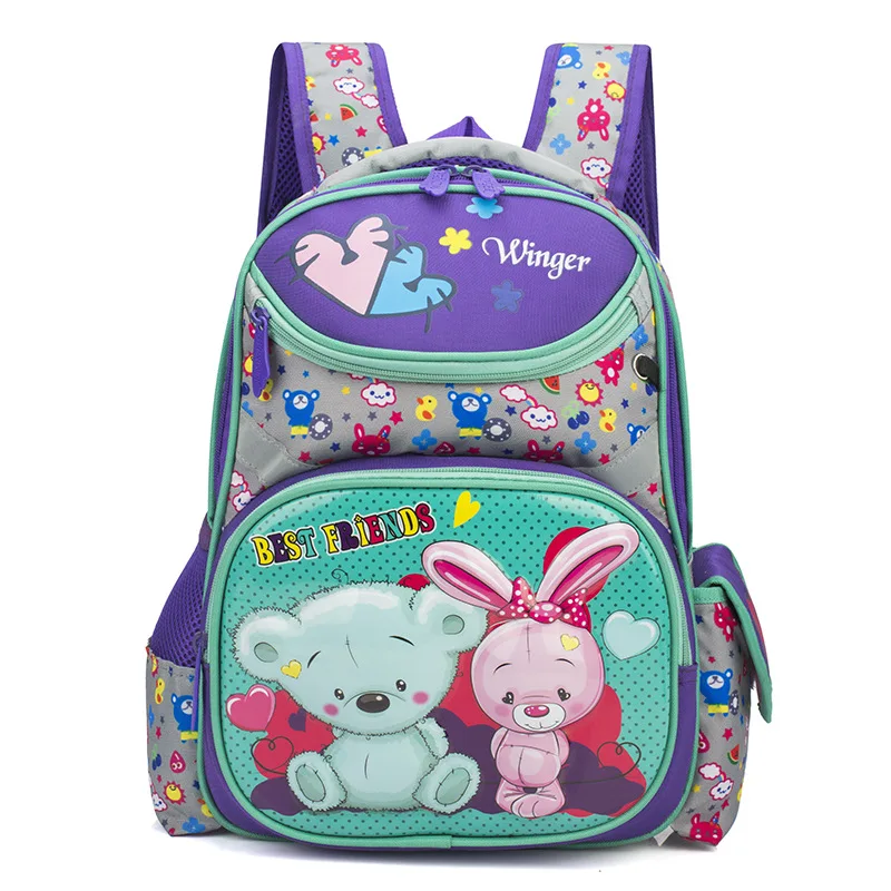 

2020 Kindergarten Floral Girls School Bags for Toddler Kids School Backpack Cartoon Rabbit Bear Print Schoolbag Knapsack Mochila