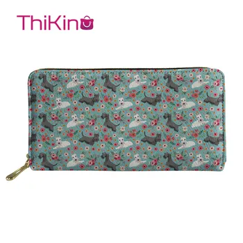 

Thikin Green Floral Pattern Long Wallets Zipper Phone Bag Card Holder for Ladies Clutch Purse Carteira Handbags Notecase 2019