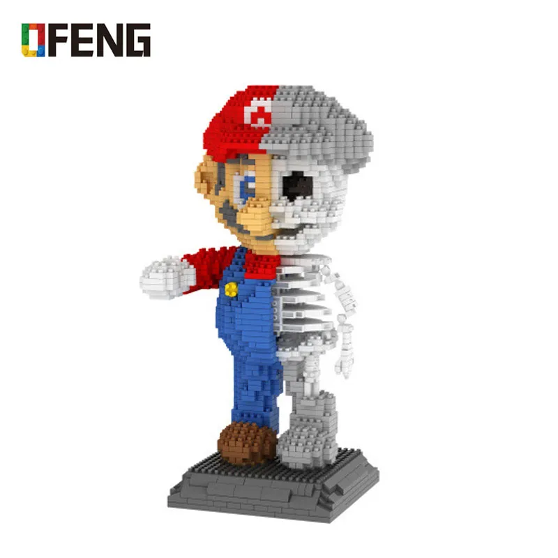 

Game Super Mario Mini Blocks 3D DIY Assembly Cartoon Model Brick Toys for Children Gifts Educational Toy skeleton dissection