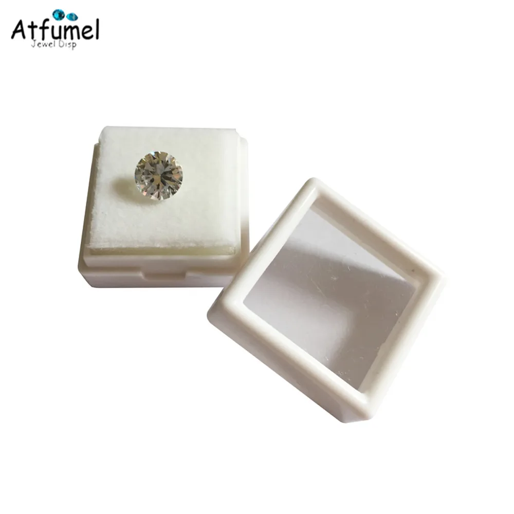 Sale 50Pcs Square White Black Loose Diamond Box With Foam Pad Bead Pendant Box Gemstone Display Gem Box Earring Ring Display Box