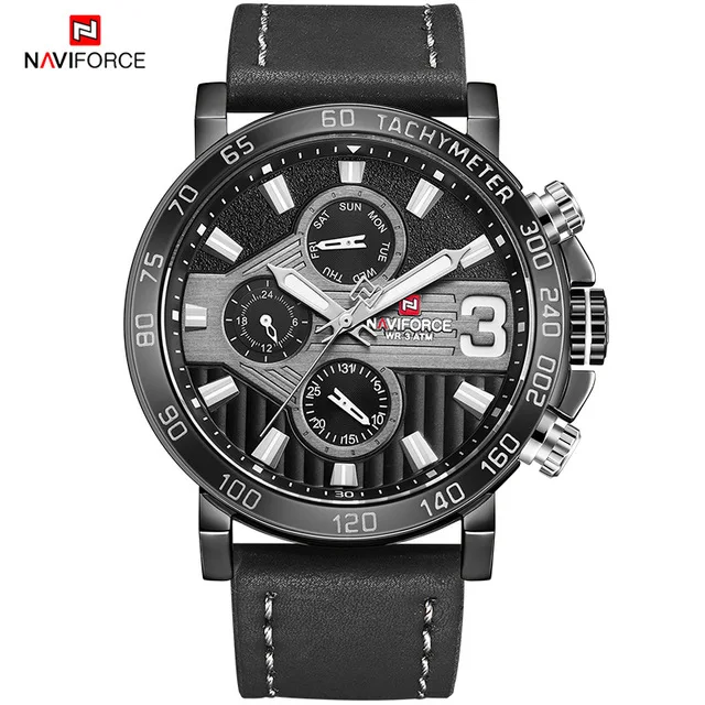 Новые мужские модные повседневные часы NAVIFORCE, мужские Роскошные водонепроницаемые часы, мужские спортивные кварцевые часы, военные часы, модные часы casu - Цвет: black-black