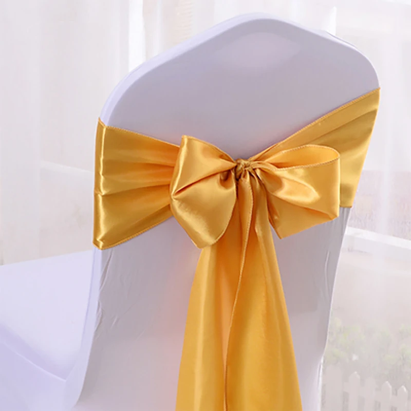 20pcs Chair Sashes Satin Silk Cloth Wedding Chair Knot Bows Seat Chair Cover Bow Sashes DIY Ribbon for Party Chair Decoration