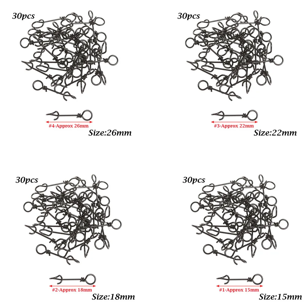 30 шт нержавеющая сталь рыболовные снасти Fastach зажимы поворотные застежки для рыбалки поворотный Прокат кнопки быстрого аксессуар для соединения 15/18/22/26 мм