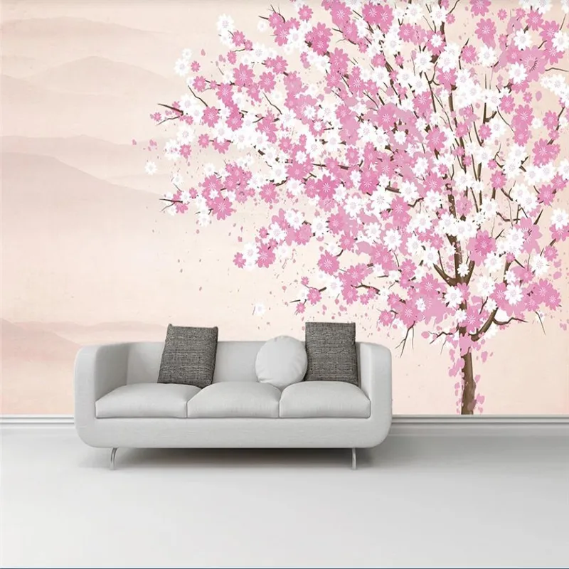 XUE SU Large custom mural wallpaper new Chinese modern hand-painted peach blossom landscape decorative painting background wall painting cherry blossom sunrise landscape gaming mouse pad extended large mouse pad xl stitched edges mousepad 31 5 x 11 8 inch