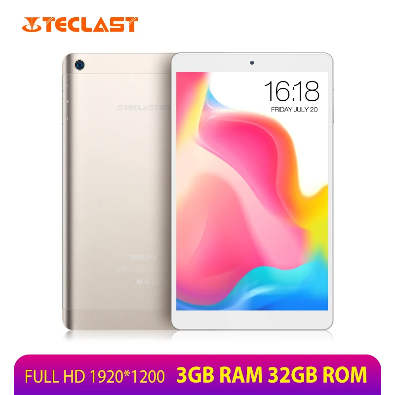 

Teclast P80 Pro 8 Inch Tablet 1920*1200 3GB RAM 32GB ROM MTK8163 Quad Core Andriod 7.0 Tablets PC GPS Dual WiFi Dual Cameras