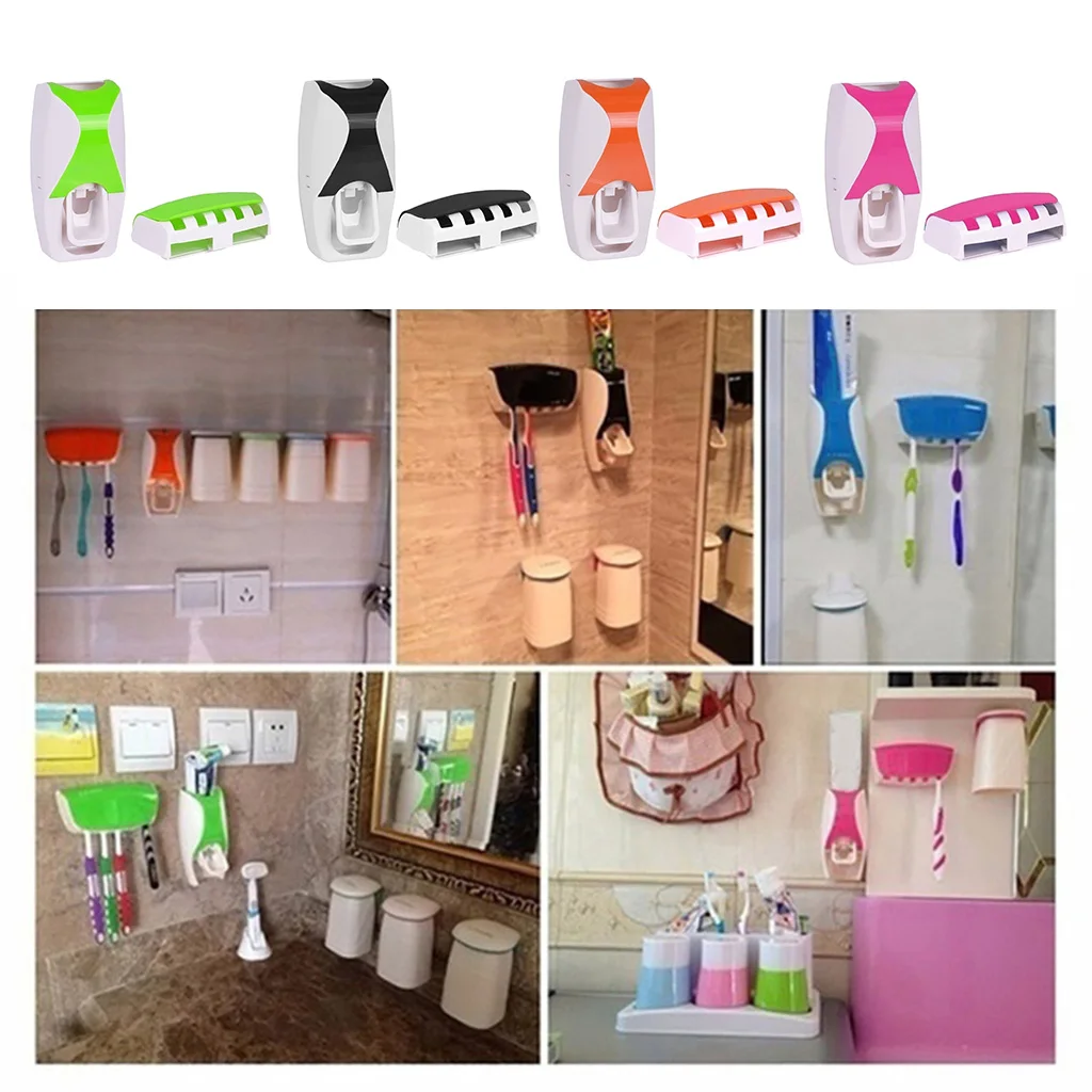 Kids Automatic Toothpaste Dispenser Toothbrush Holder Set Hygienic Economy