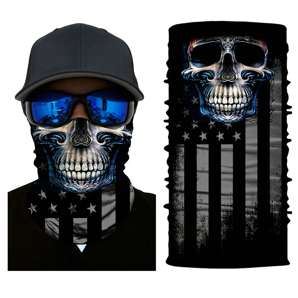 Biker Skull Ghost Full Face Mask Balaclava Tactical Durag Motor Windproof Masks Face Protective Cover Neck Masque For Unisex - Цвет: PL180135