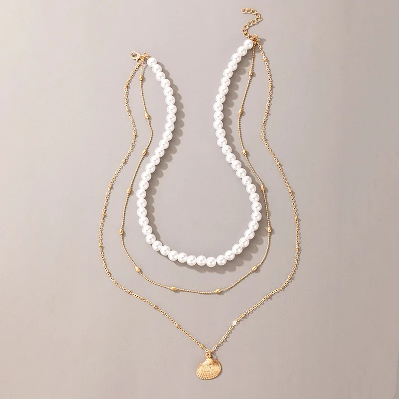 factory direct sale new pearl necklace simple multi-layer love