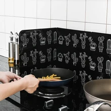 Алюминиевая Складная кухонная газовая плита с рисунком кактуса, перегородка, кухонная сковорода, защита от брызг масла, экран Kichen, посуда