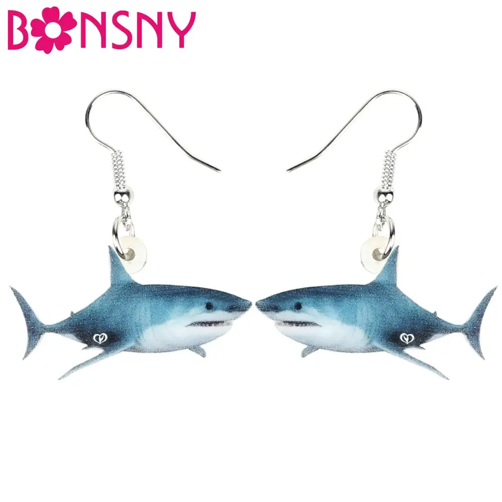 

Bonsny Acrylic Ocean Sea Shark Fish Earrings Drop Dangle Ocean Animal Jewelry Party Charms Gifts For Women Teens Girls Accessory