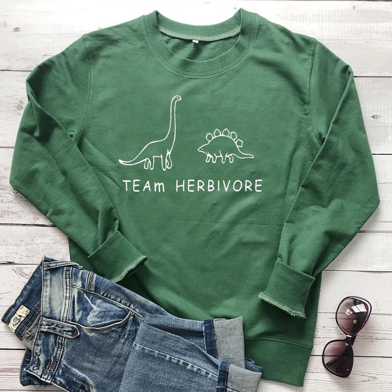 Команда Herbivore Vegan толстовка женская уличная каваи пуловер с динозаврами