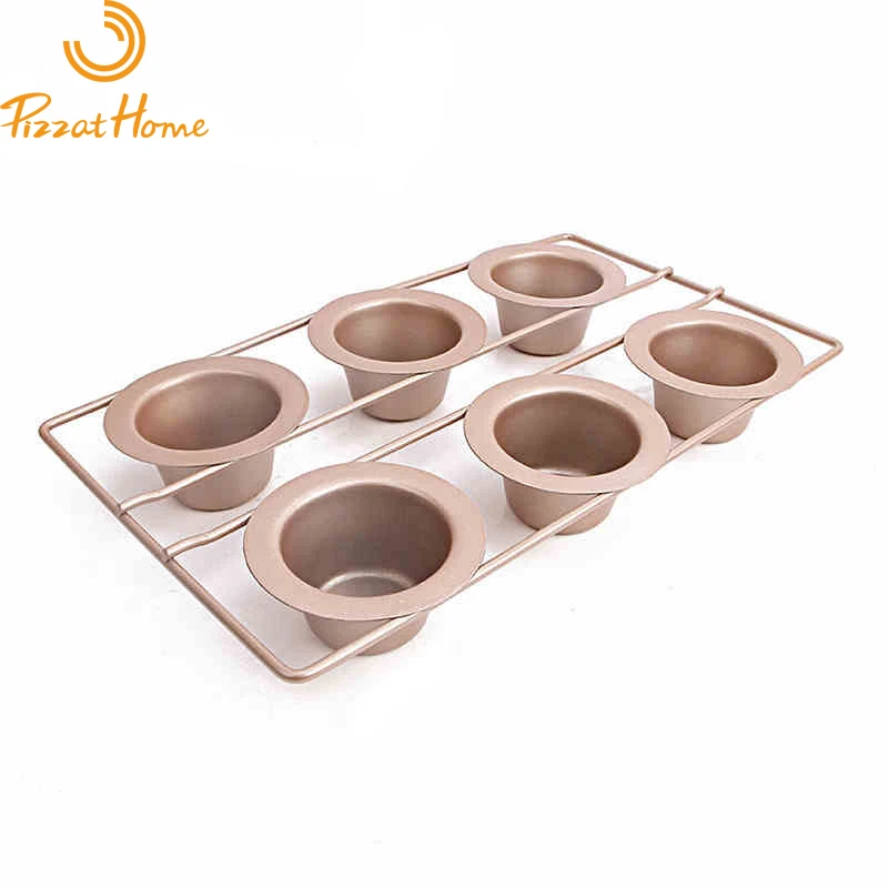 

PizzAtHome 6 Cups Cake Mould Heavy Duty Carbon Steel Cupcake Mold Non-Stick Baking Pan Biscuit Tray Bakeware Muffin Popover Pan