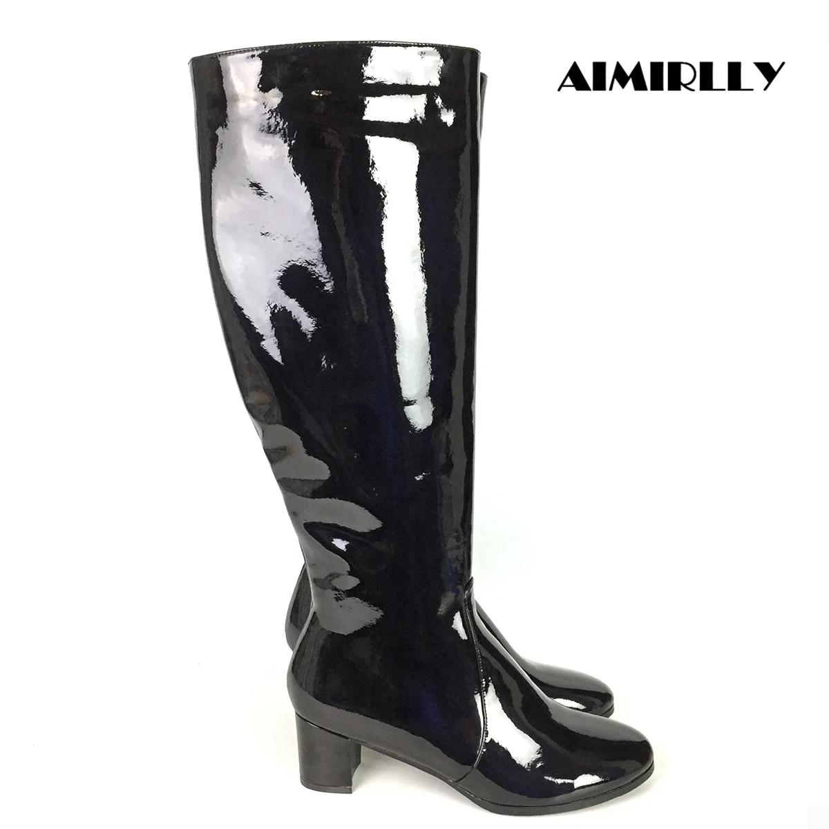 black patent gogo boots