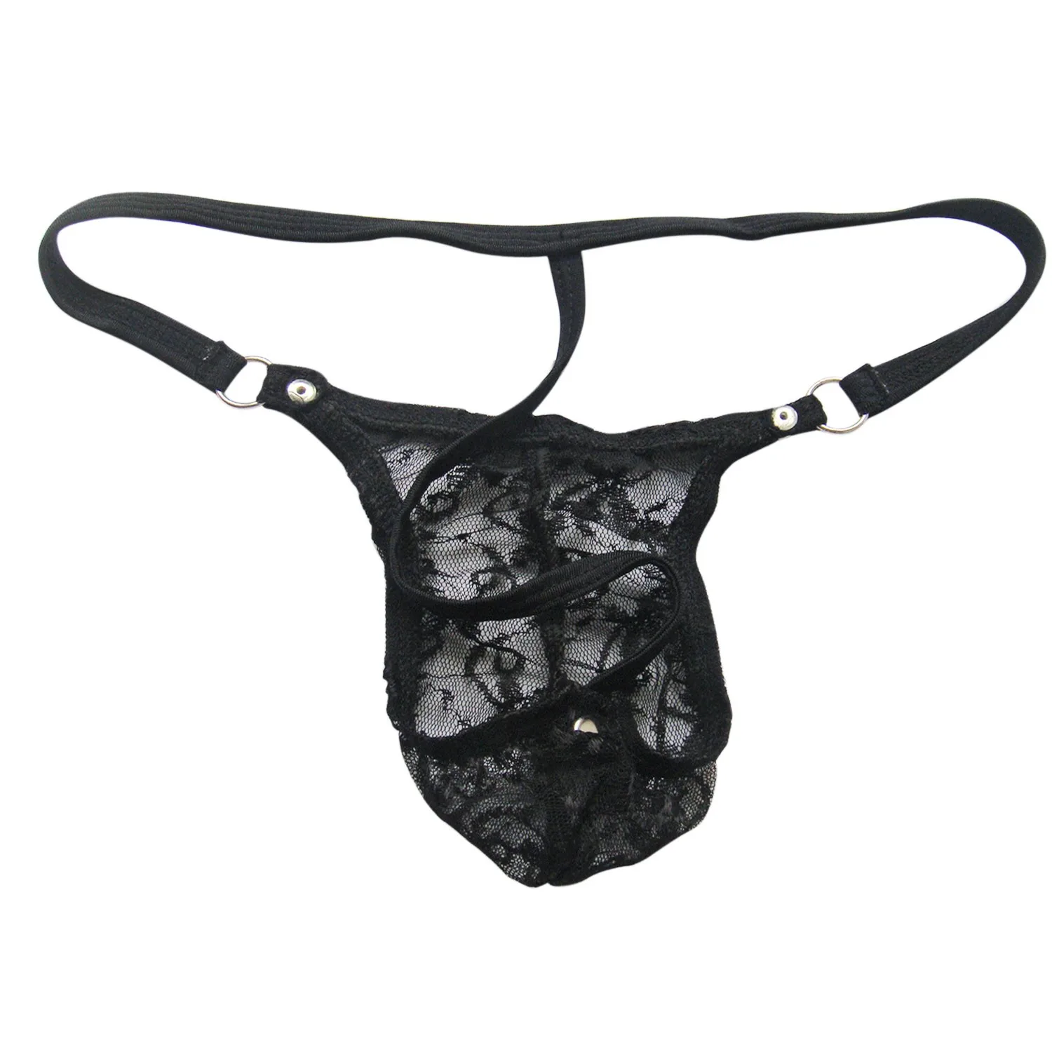 Men's Floral Lace Sheer See-Through Lingerie