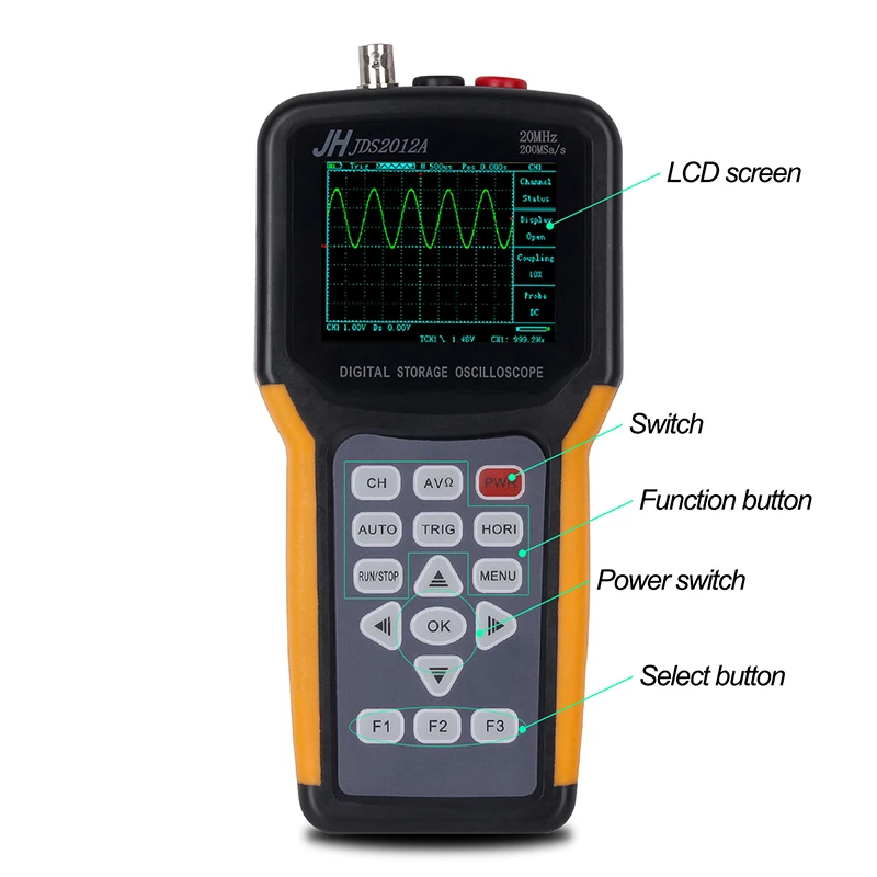

Digital Oscilloscope +Waveform Generator Portable USB 1Channels 20mhz Housing case box LCD Display Test Meter Tools JDS2012A