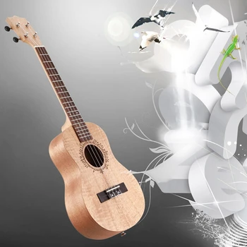 

26Inch Portable Okoume Wood Ukulele 18 Fret Tenor Ukulele Acoustic Cutaway Wood Color Guitar Mahogany Fit for Beginner Ukulele