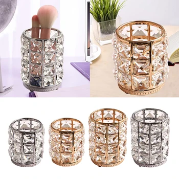 

Clear Makeup Brush Holder Organizer Crystal Bling Personalized Comb Brushes Pen Pencil Jewelry Storage Box Container