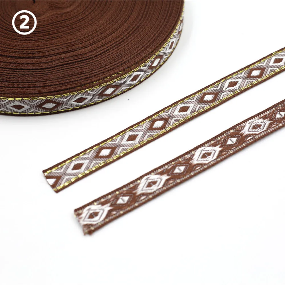 12MM 5 Yards Cannetille Geometric Rhombus Woven Jacquard Ribbon Lace Trim Decoration For Pet Collars Clothing ribbon decoration,ribbon supplies,lace trim ribbon
